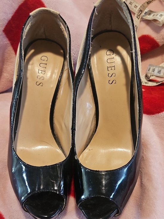 Guess Shoes - GUESS Black Patent Peep-Toe Pumps